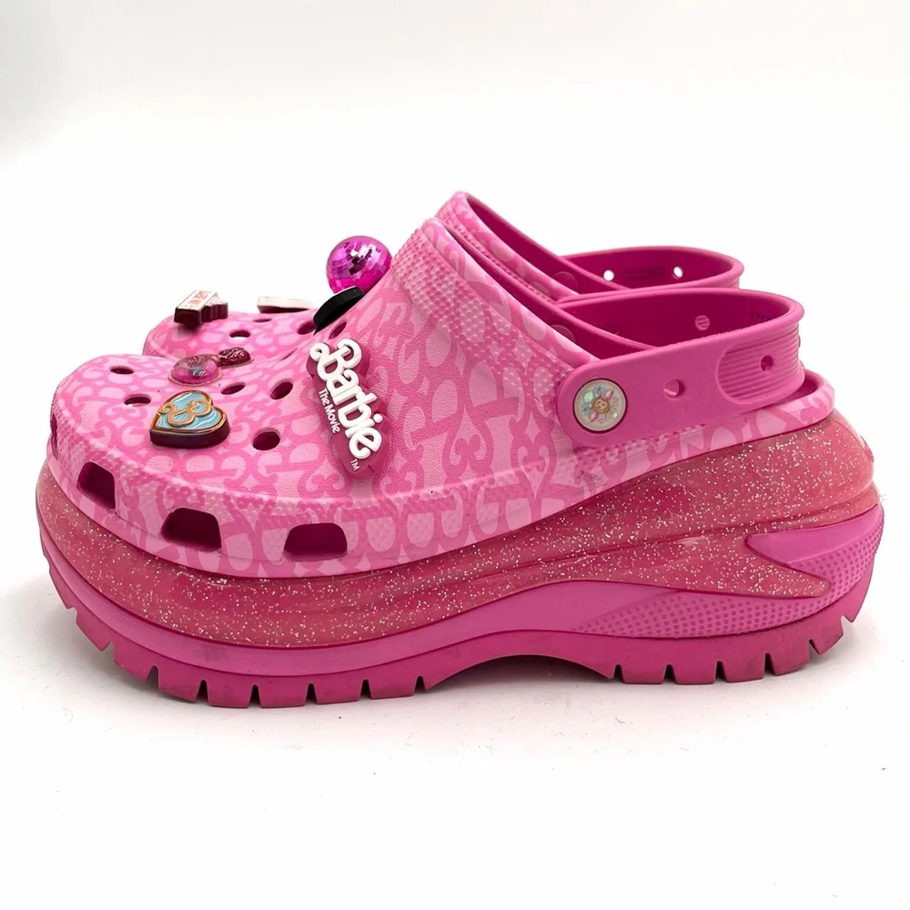 Barbie The Movie Mega Crush Clog Hot Pink Platform Crocs with Jibbitz